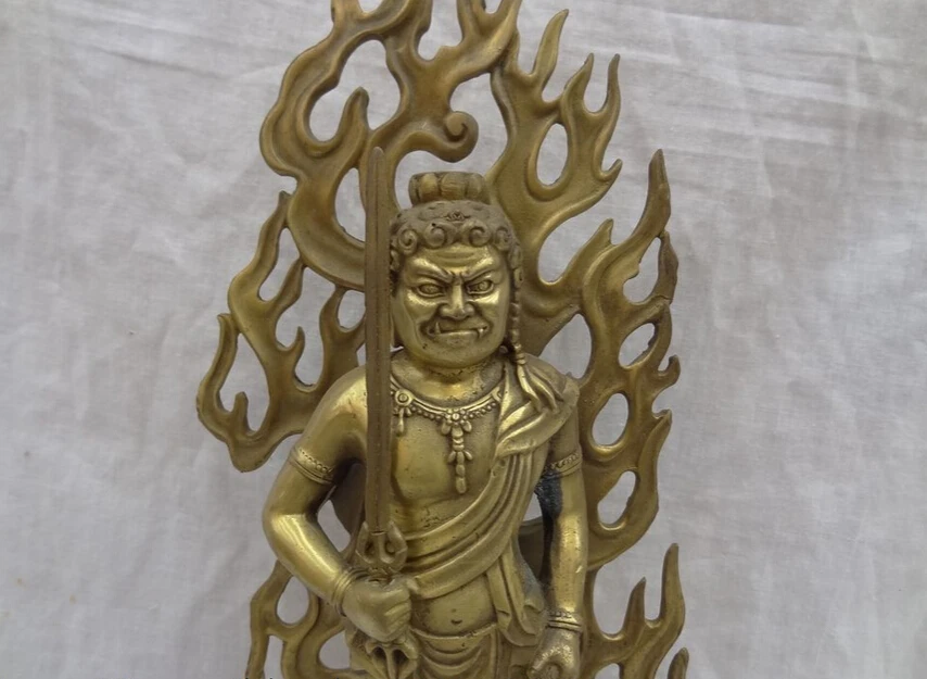 Песня voge Gem S5241 12 &quotяпонский буддист Joss Чистая латунь подставка Fudo-Myo-Achalanatha статуя