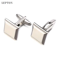 hot sale high polishing blank cufflinks for mens lepton jewelry silver color square blank cuff links with gift box best gift
