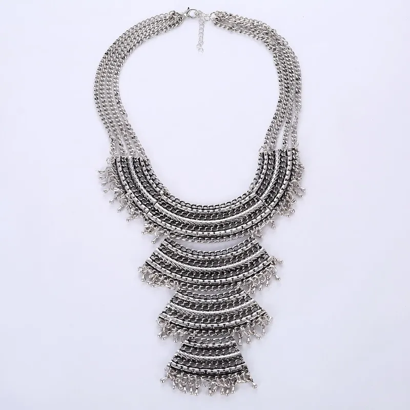 Женское многослойное ожерелье винтажное этническое с бусинами-подвесками |