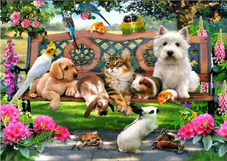 Animal Park Diamond Embroidery 5D DIY Cross Stitch Rhinestone Photo Mosaic Kit Home Decor Crystal Wall Sticker (J) | Дом и сад