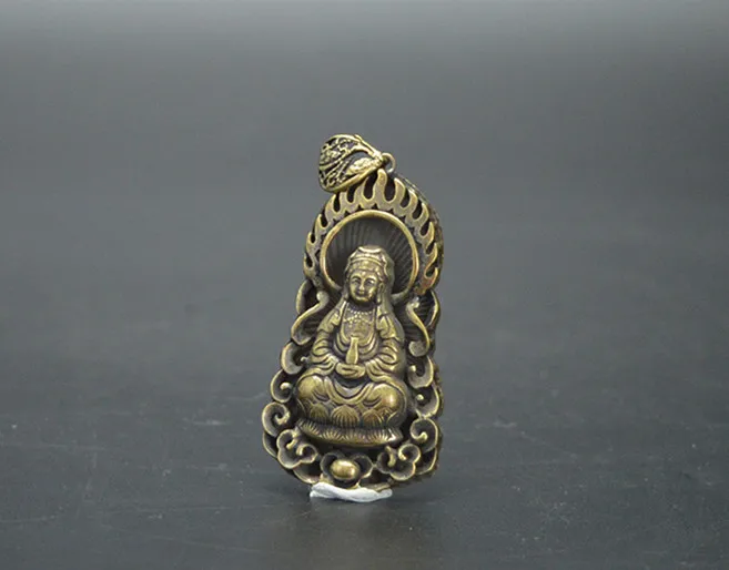 Китайский seiko резьба Чистая латунь Гуаньинь bodhisattva небольшой кулон | Дом и сад
