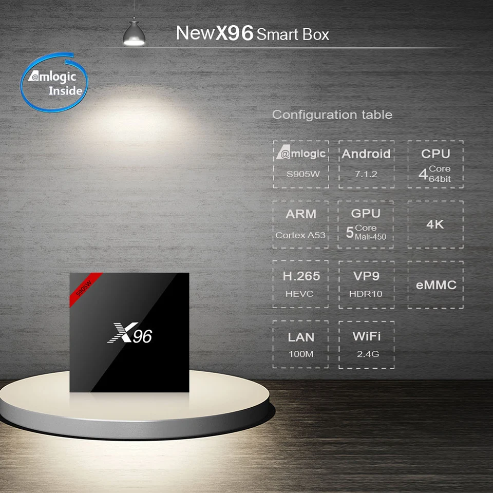 X96W Smart TV Box android 7.1 Amlogic S905W Quad Core H.265 4K 2.4GHz WiFi Media Player 2GB 16GB 1GB 8GB Set top box | Электроника