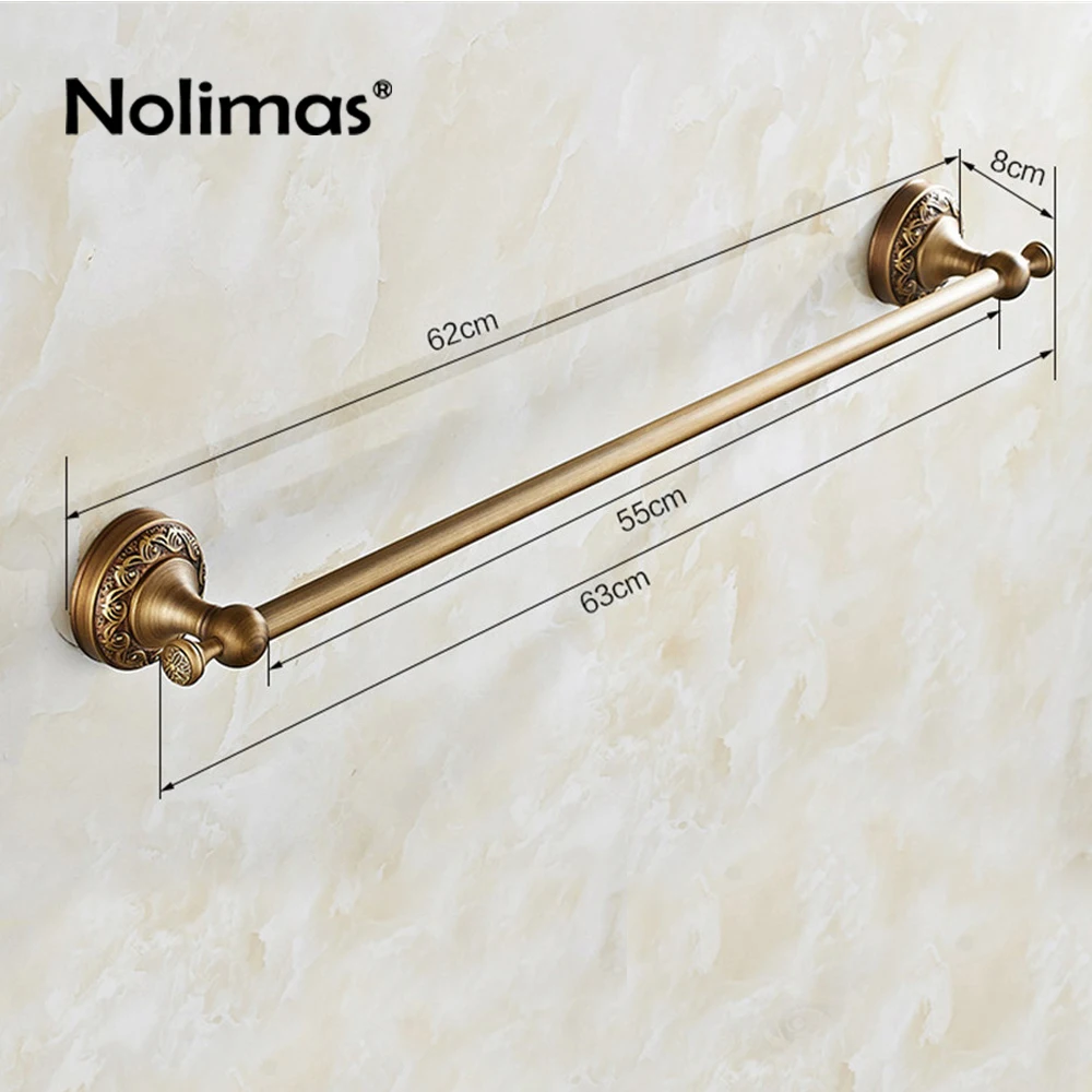 

Bathroom Copper Towel Bar Antique Brass Toilet Towel Holder Single Towel Rack Solid Holder And Brief Fixed Bathroom Accessory