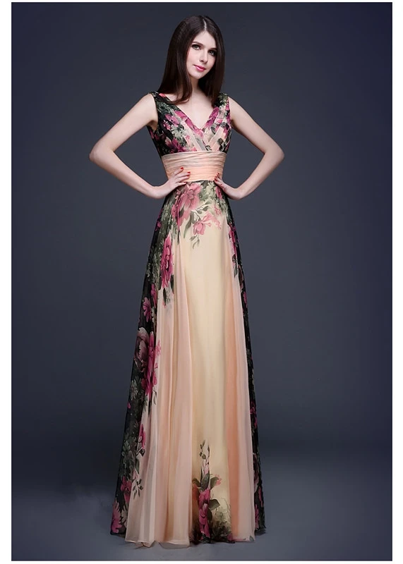 Платье с цветочным принтом Fitaylor весеннее шифоновое платье на одно плечо макси