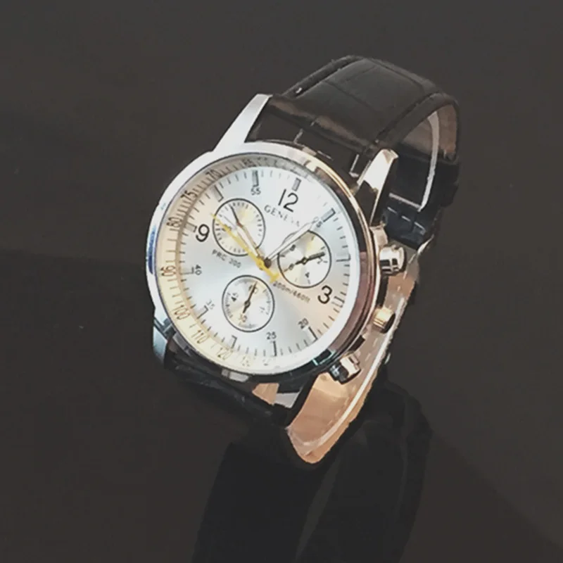 Часы мужские кварцевые с кожаным ремешком повседневные элегантные | Наручные