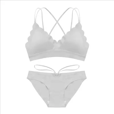 light grey Волнистый Гладкий бесшовный бюстгальтер с подушечкой, сексуальное женское нижнее Белье для сна, цельный бюстгальтер и трусики, комплект, модное шелковое нижнее белье для девочек - Цвет: light grey