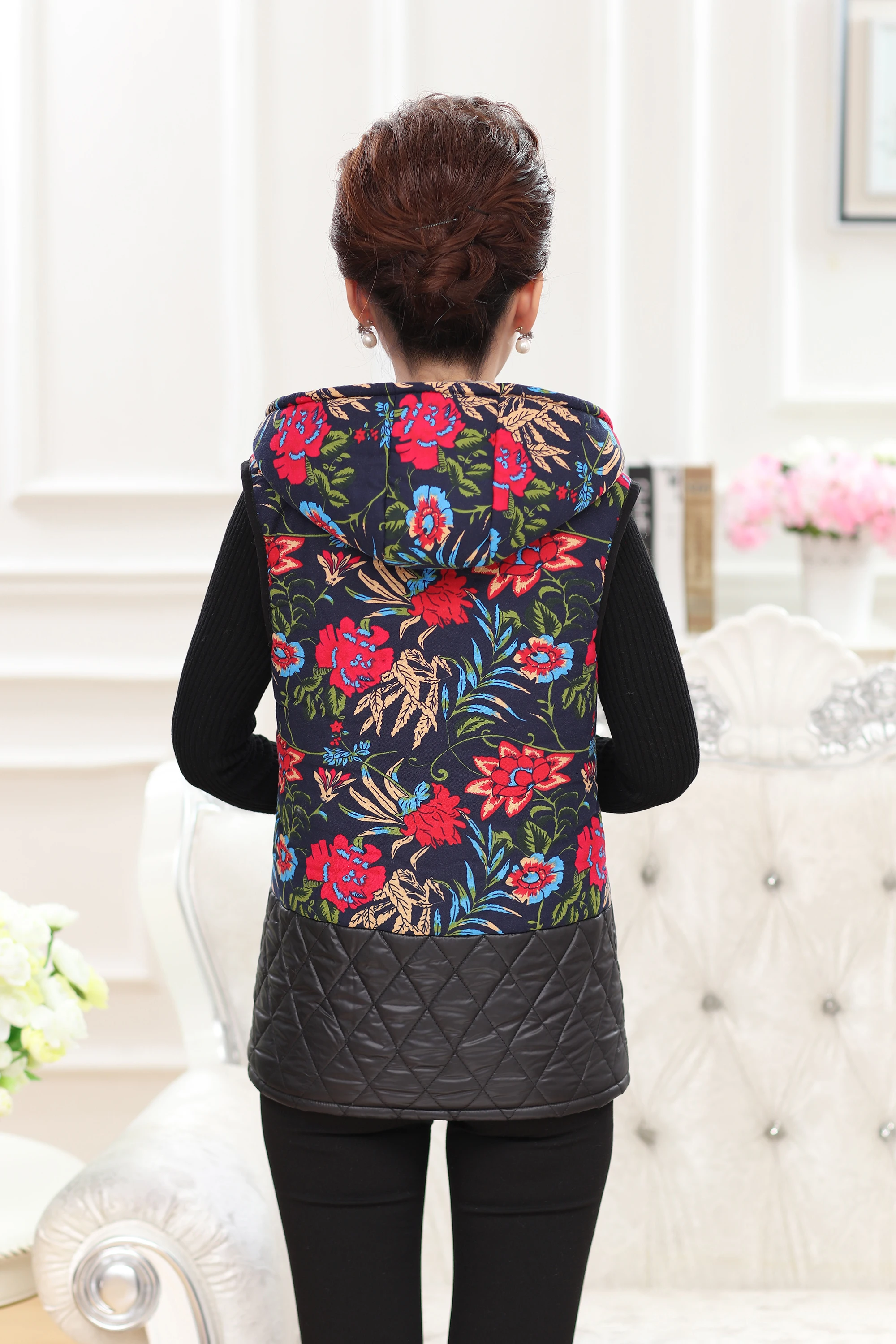 Женская на весенний сезон размера плюс с принтом капюшоном толстые вязаные