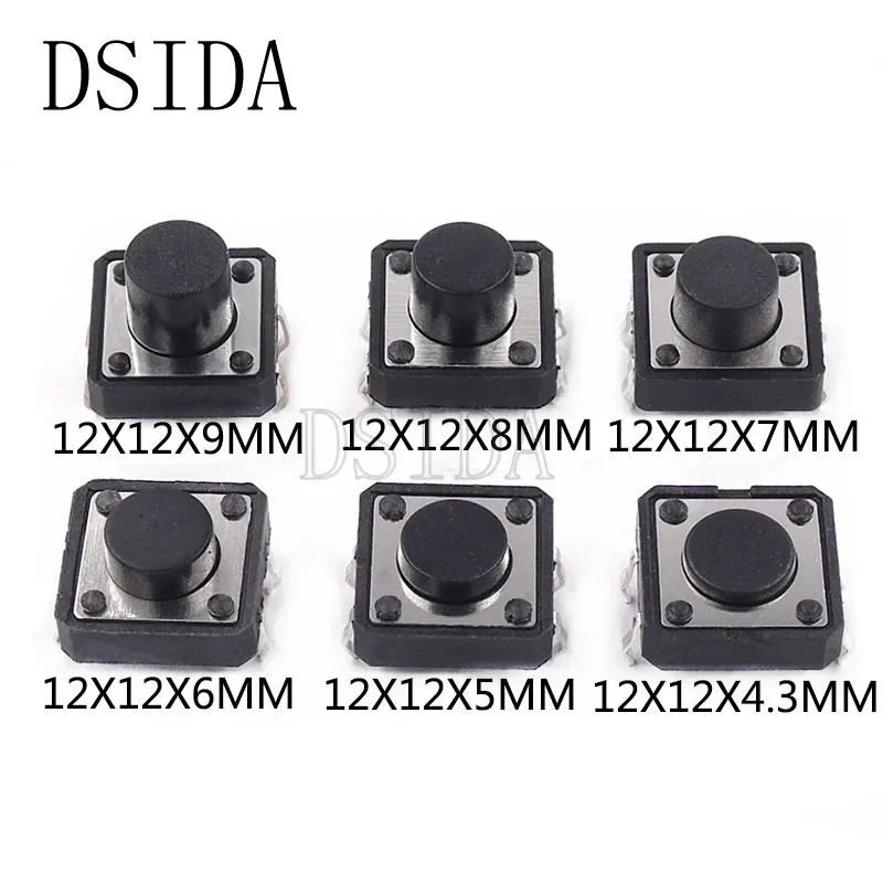 10 шт. Мини кнопочный переключатель 4pin 12*12*4 3/5/6/7/8/9 мм 12x12x4 3 5 6 7 8 9 мм|Выключатели| |
