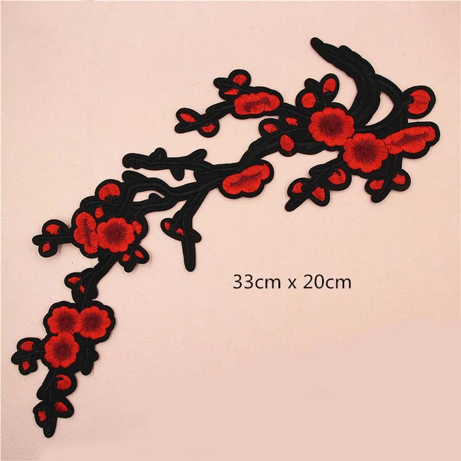 Патчи с красной цветущей сливы патчи для обуви Аппликации вышивкой аксессуары