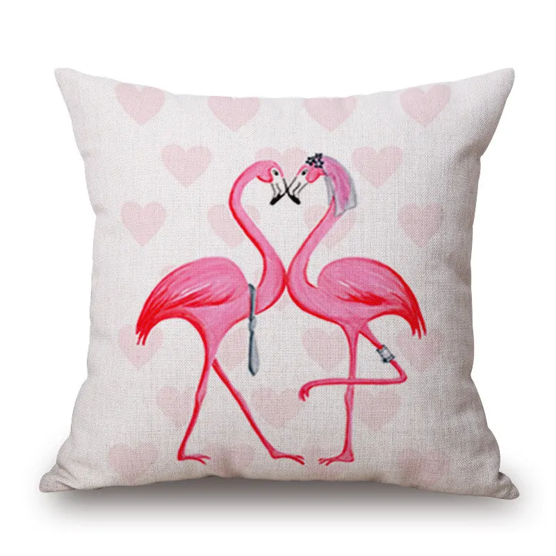NEW Summer Cushion-Cover Flamingo Birds Soft Pillow Covers Colorful Tropical Plant Cases 45x45cm Bedroom Home Products | Дом и сад