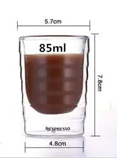 Кофейная чашка Caneca, 6 шт./лот, ручная работа, двойная стенка, сывороточный протеин, Canecas, Nespresso, кофе эспрессо, 85 мл, 150 мл, термальная чашка - Цвет: 85ml