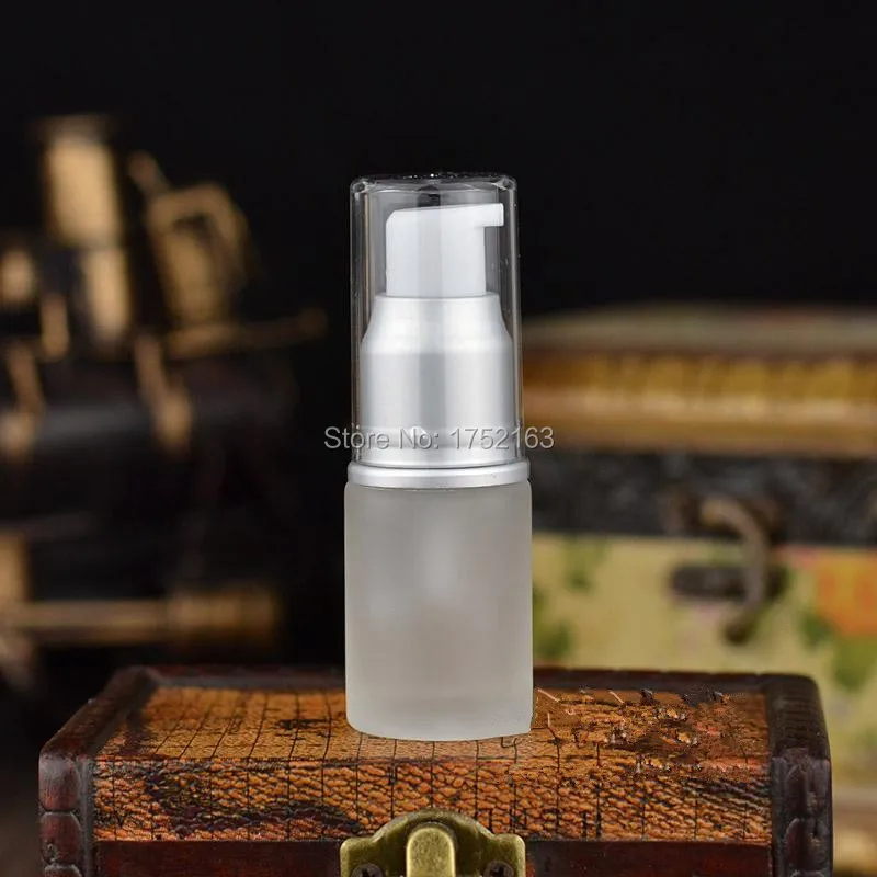 15 мл матовые стеклянные бутылки с прессом матовым серебристым насосом пустые для