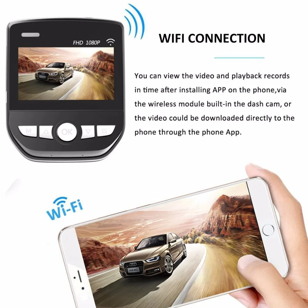 Car DVR WiFi Novatek 96658 Full HD1080P Camera 2.45inch IPS G-Sensor Video Recorder Dash Cam | Автомобили и мотоциклы