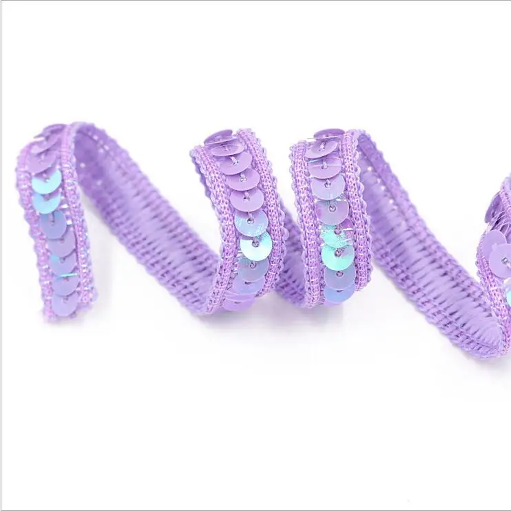 Light Purple 5 Ярд блестками стрейч кружево Аппликация вышитые плетеные сетчатые ленты кисточка отделка группа кружево с блестками шнур шитье украшения - Цвет: Light Purple