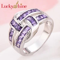 florid classic squre fire full purple cubic zirconia silver rings wedding rings for women party holiday christmas gifts