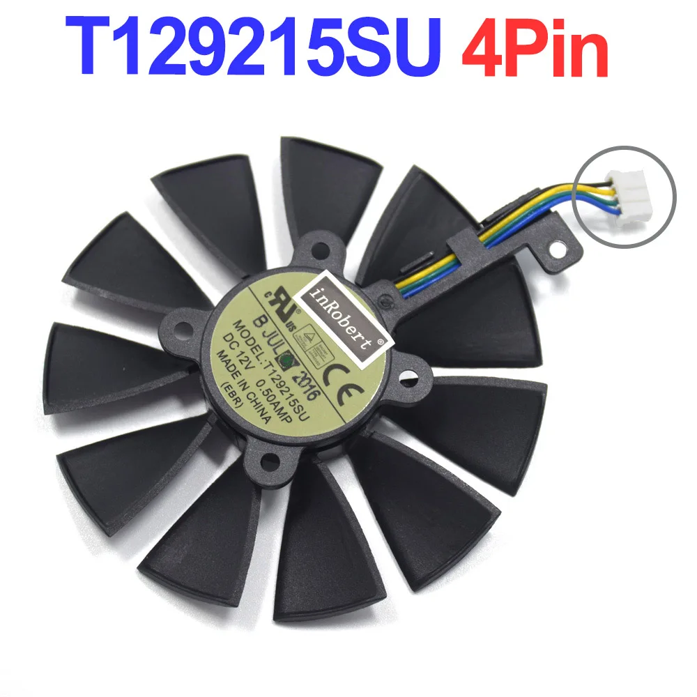 T129215SU 4Pin 87 мм T129215SU 4Pin 0.50A охлаждающий вентилятор для ASUS Strix GTX 980 Ti GTX 1050 1060 1080 1070 RX 480 470 Графика кулер карты вентиляторы - Цвет лезвия: T129215SU 4Pin