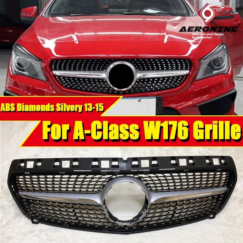 W176 Алмазная решетка гриль спортивный A45amg внешний вид ABS Серебряный A класс A180 A200
