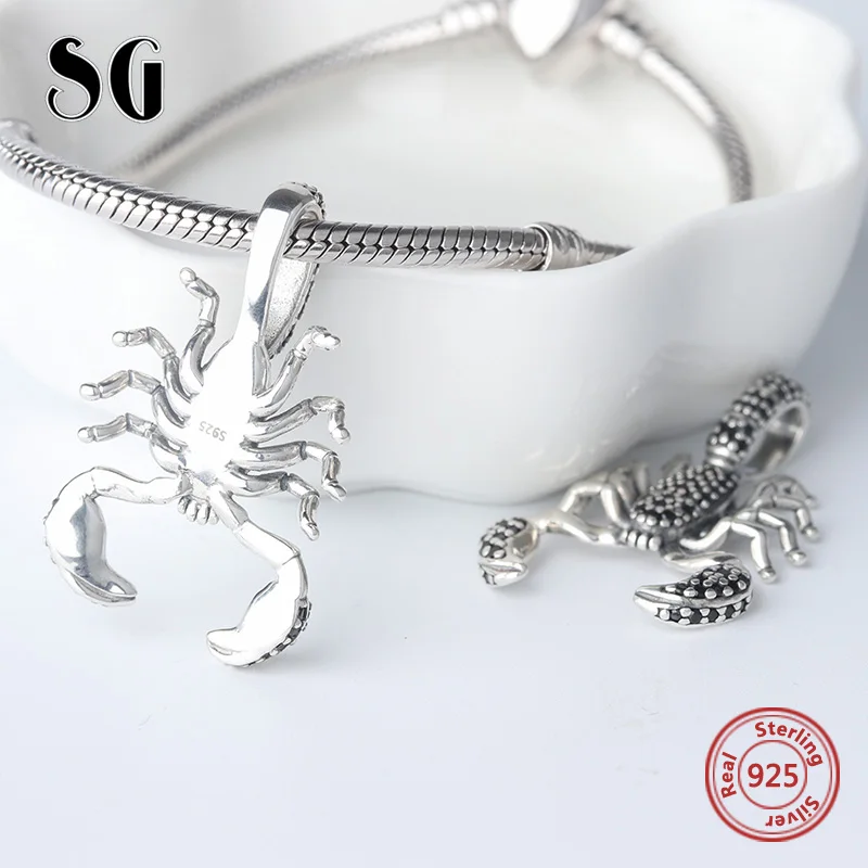 SG модные рождественские Бусины скорпион Подвески pandora Серебро 925 оригинальные женские аксессуары для браслетов ювелирных изделий