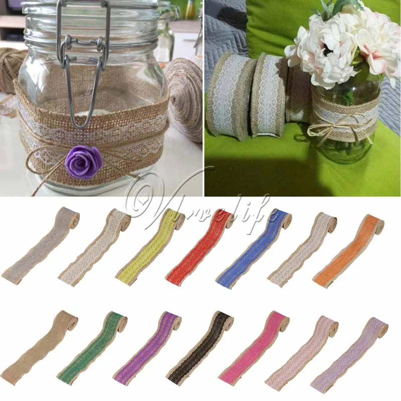 Один рулон 6 см x 2 м лента-Мешковина с 16 цветами кружевная ткань для рукоделия