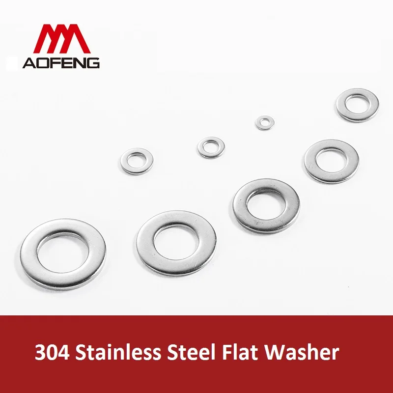 

304 Stainless Steel Plain Washers of M1.6 M2 M2.5 M3 M4 M5 M6 M8 M10 M12 M14 M16 M18 M20 M22 M24 M27 M30 for Bolt Fasteners