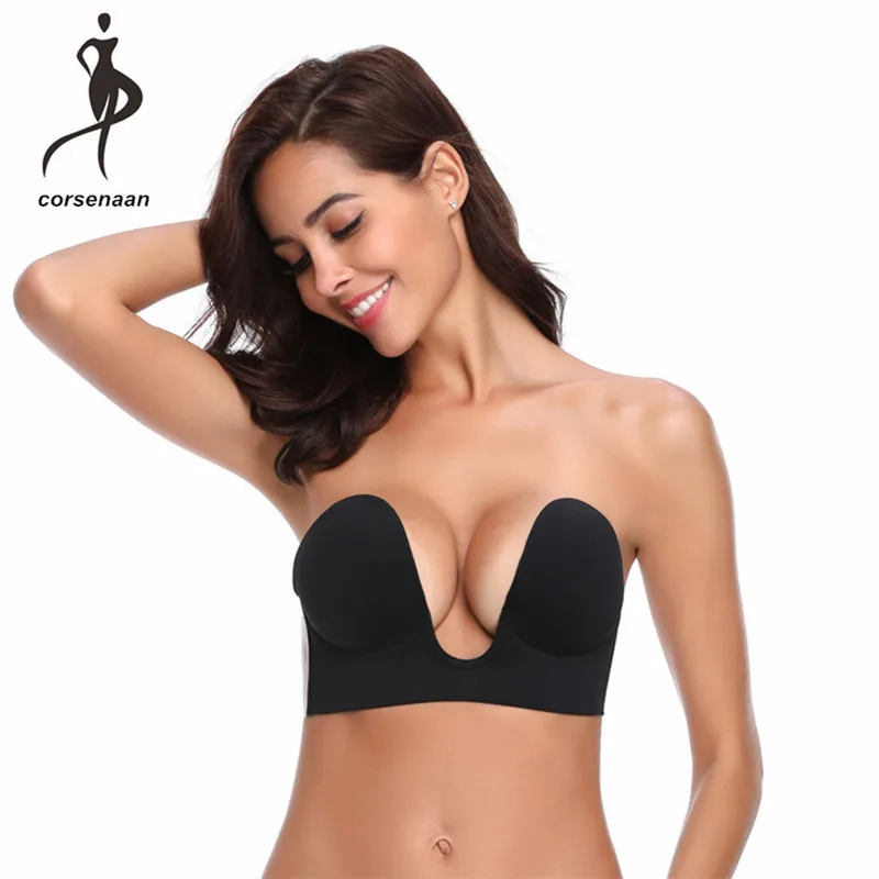 Женский бюстгальтер пуш ап U образной формы клейкий самоклеящийся силиконовый