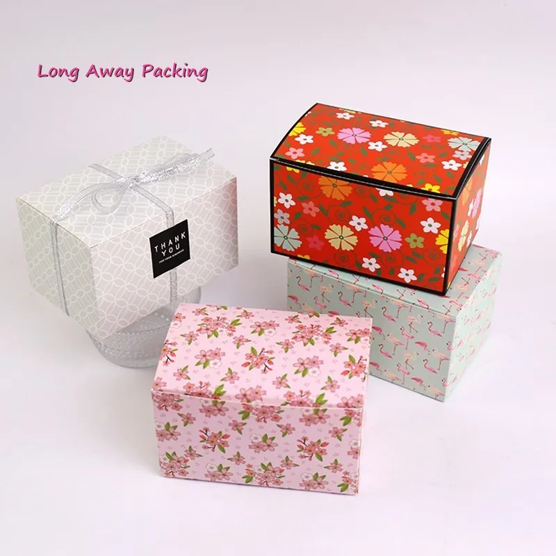 5 шт. квадратные подарочные коробки с цветами коробка для конфет печенья бумажные
