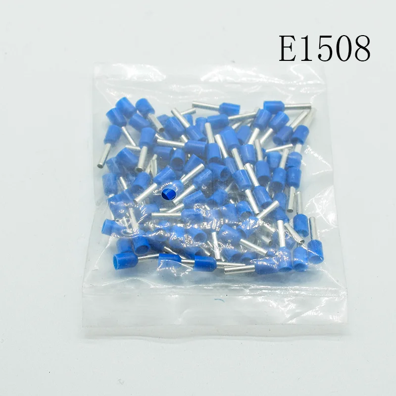 E1508 трубки Изоляционные изолированные клеммы 1.5MM2 кабель провода разъем изоляционные обжимной терминал разъем 100 шт./упак