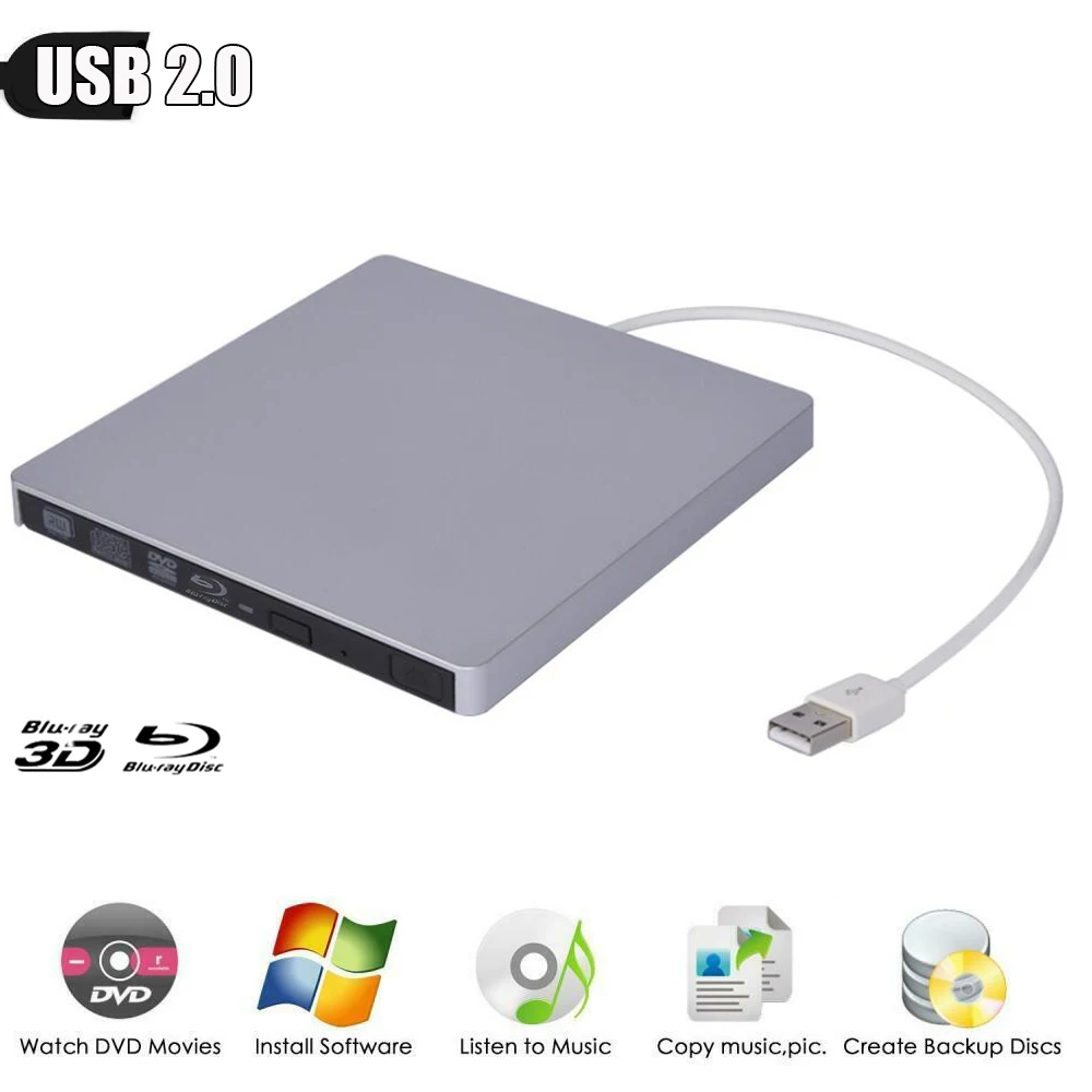 Внешний Привод Blu ray тонкий USB 3. 0 Bluray устройство записи CD/DVD RW диск для ноутбука