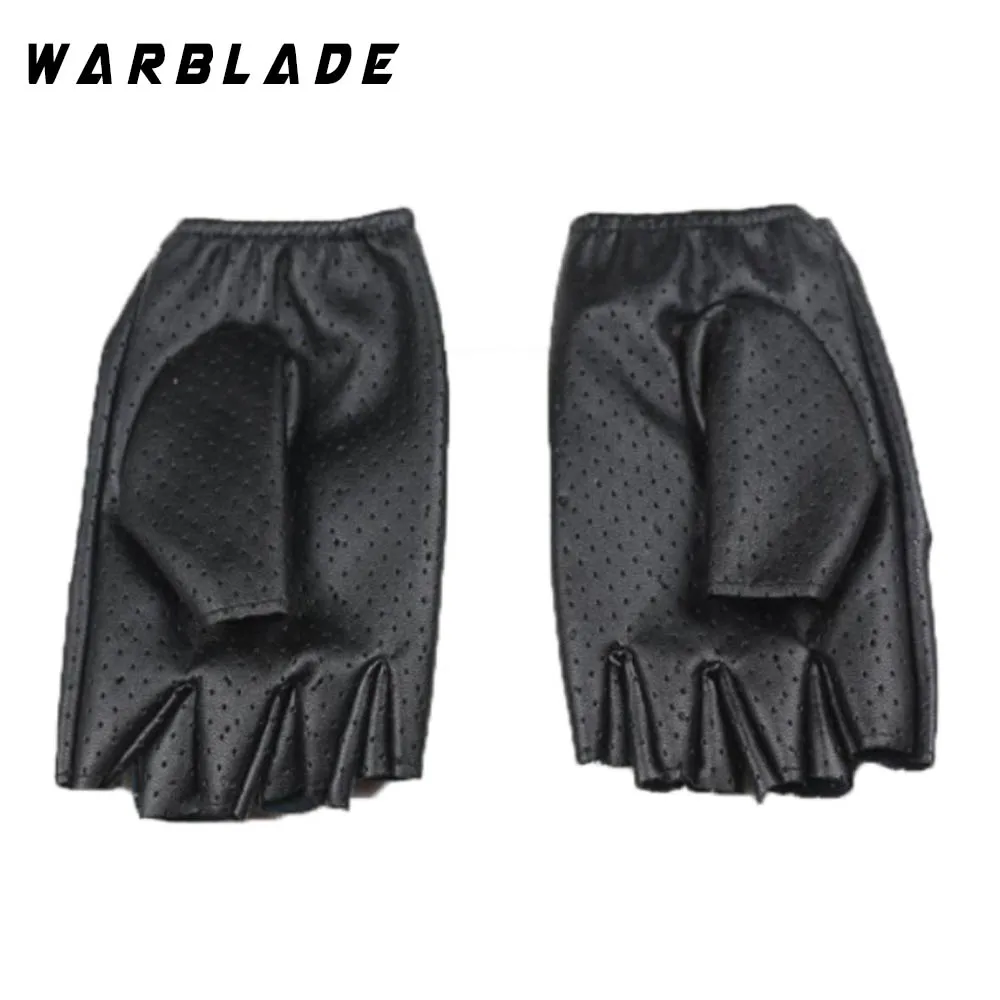 Модные черные женские перчатки WarBLade из искусственной кожи на полпальца для