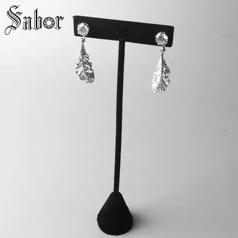 Stud Earrings Feather Classic Gift For Women High Quality Earring silver color Zirconia Fashion Jewelry thomas | Украшения и