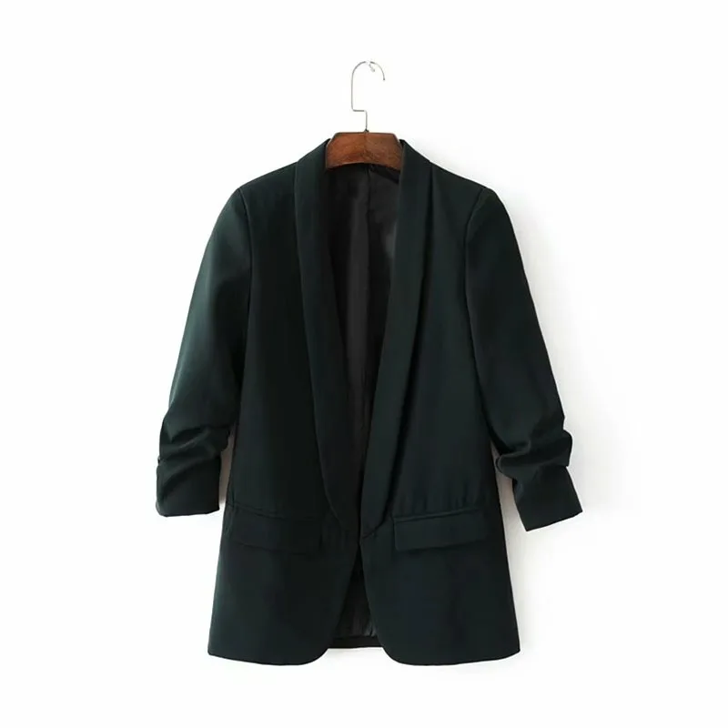

2017 5 color single button women blazers black white pink and blue ladies blazers full sleeve suit jacket blazer women