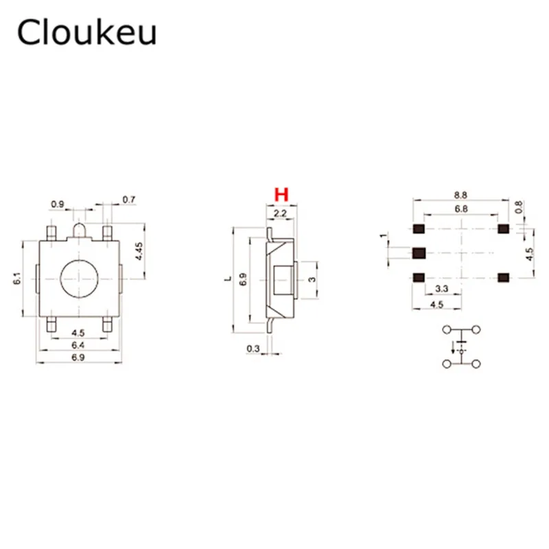 

6*6*3.1mm DIP4 Touch micro switch Red 6x6x3.1H Push Button Switch 100Pcs