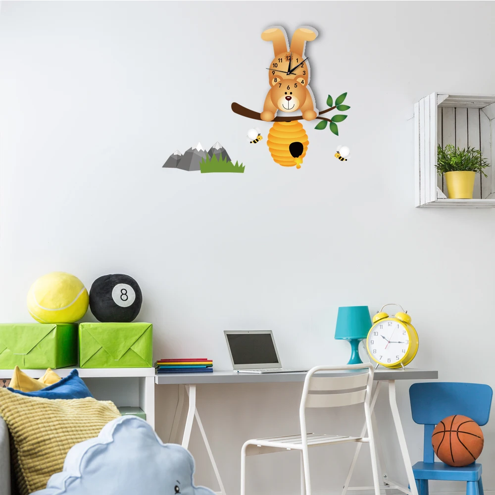 Новый милый мультфильм Медведь ПВХ 3D наклейка для настенных часов Horloge кварц