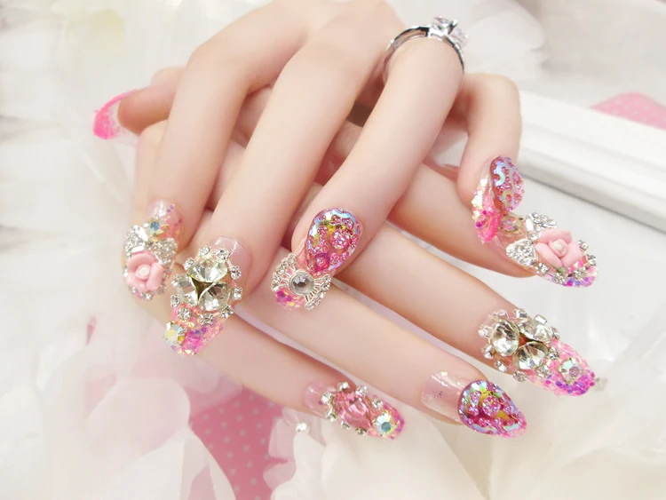 Готовый продукт 24 шт искусственные ногти блестящее украшение искусственная кожа