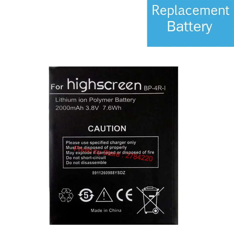 

2000mAh 100% New Battery For Highscreen Omega Prime S BP-4R-I Bateria Batterie Baterij Cell Mobile Phone Batteries