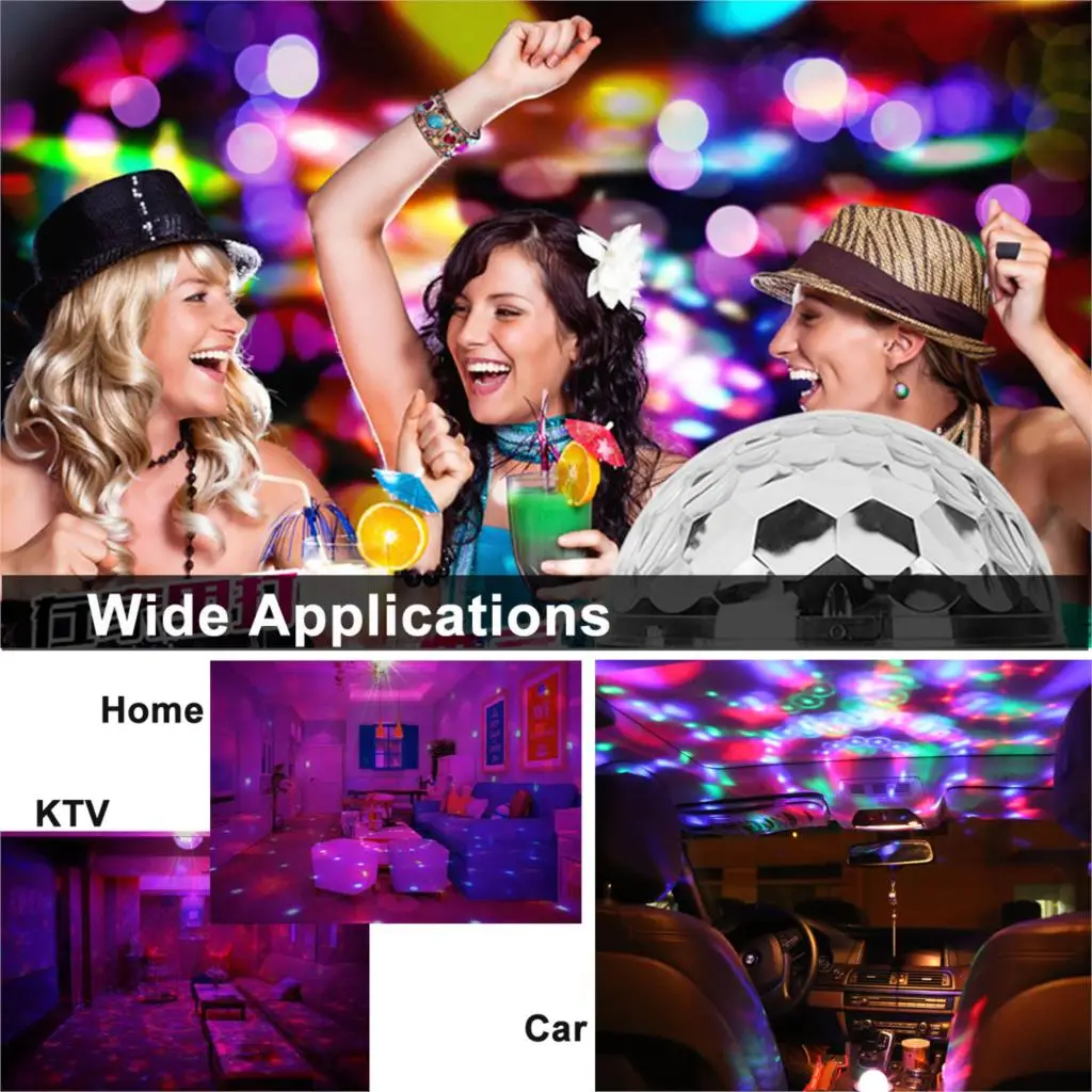 IR Remote RGB LED Crystal Magic Rotating Ball Stage Light 4m USB 5V Colorful ktv DJ light disco Party Effect | Лампы и освещение