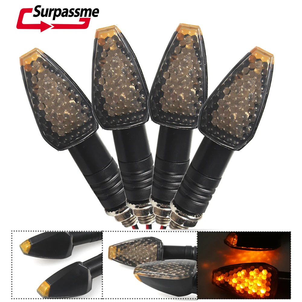 4Pcs LED Turn Signal Lights Motorcycle Indicators Universal Amber Arrow Flasher Blinker For Scooter Motorbike E-bike Accessories