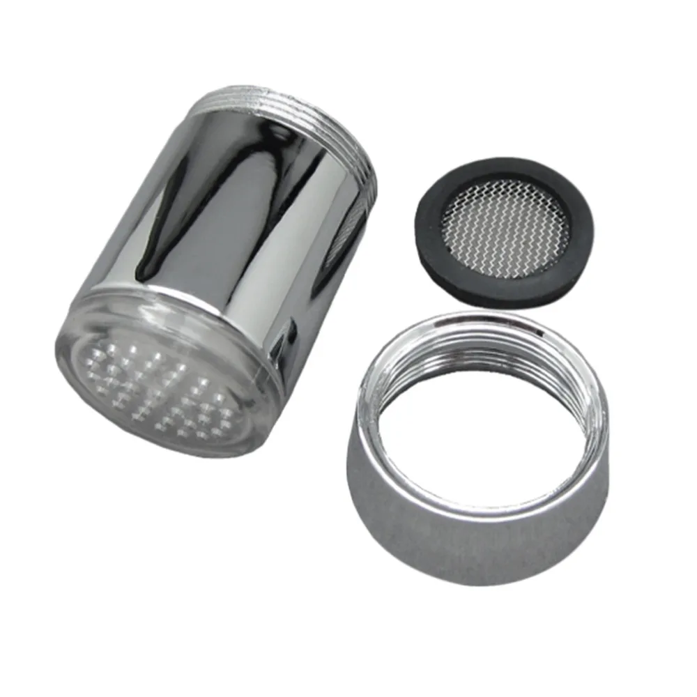 3 Color LED Light Change Faucet Shower Water Tap Temperature Sensor Water Faucet Glow Shower Left Screw with Converter