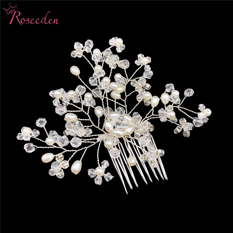 

2018 New Handmade Pearl rhinestone Wedding Hair Comb For Women Bridesmaid Silver color bridal Hair Accessories RE755