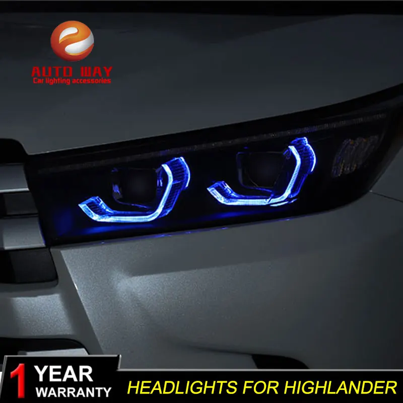 Набор для автостайлинга для фары Toyota highlander Kluger highlander все светодиодный светодиодные дневные ходовые огни на передних фарах динамический сигнал поворота