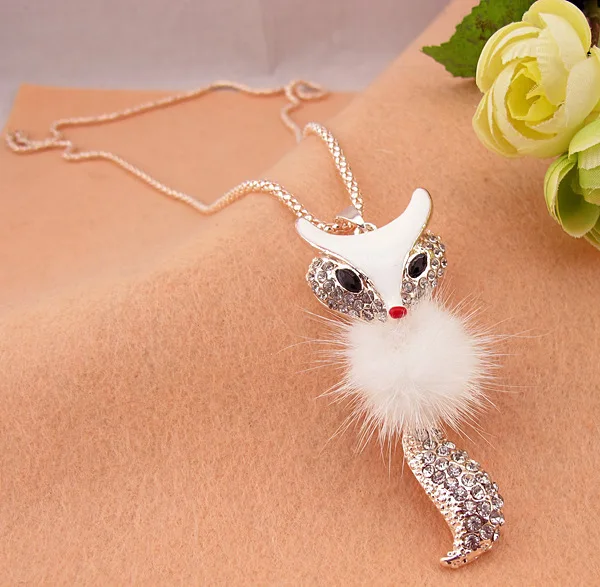 Модные новые Горячие Аутентичные ворсинки очаровательные лисы Длинные ожерелья