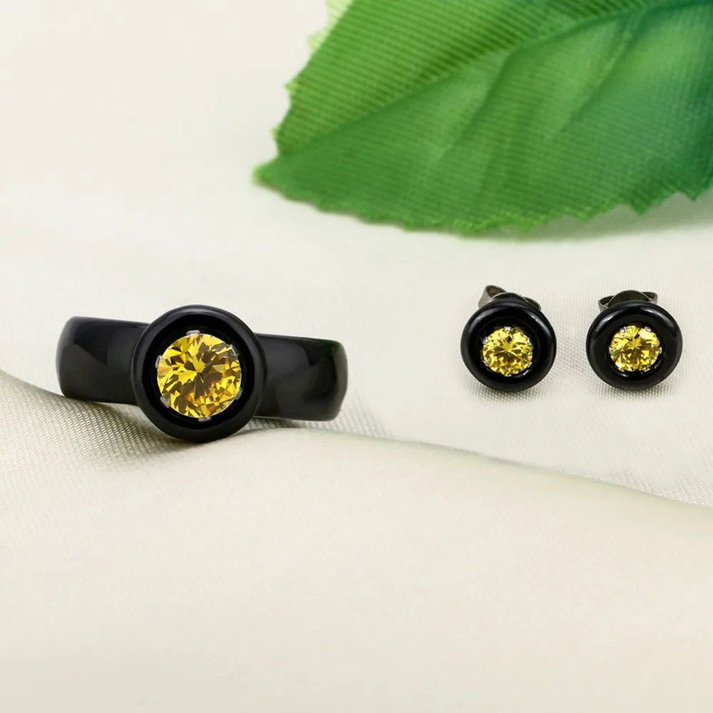 Комплект женских ювелирных изделий из керамических колец и серег|jewelry sets for