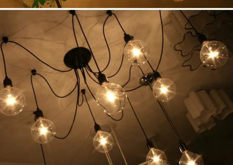 Современная Скандинавская ретро люстра с лампочками Эдисона винтажная