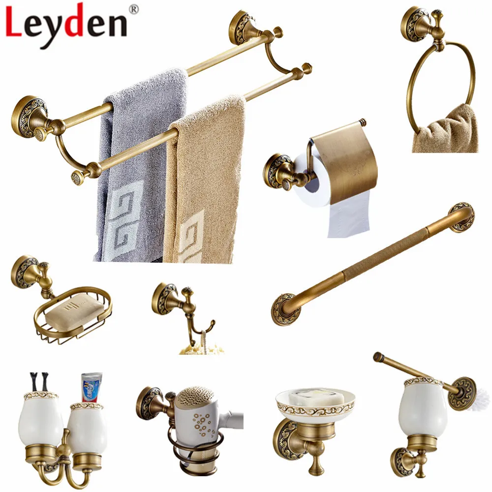 Leyden античный латунный комплект оборудования для ванной комнаты настенный