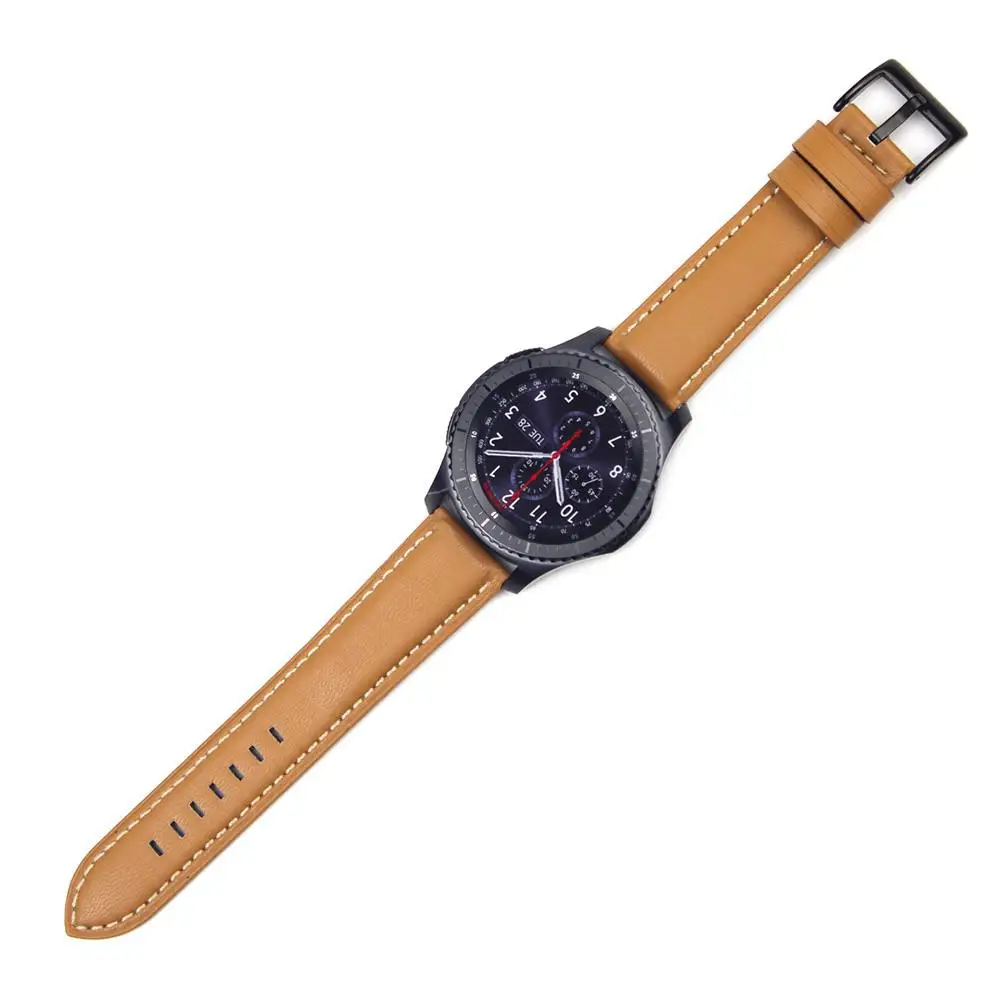 Для samsung gear S3 Frontier/Classic 22 мм Универсальный кожаный ремешок для часов Ремешок для наручных часов Замена умный браслет ремень - Цвет: Light Brown