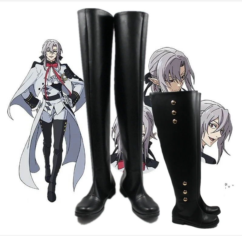 Seraph of the End Mikaela Hyakuya черные длинные сапоги для косплея на Хэллоуин C006|seraph end boots|seraph