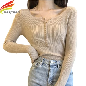 Свитер Женский вязаный на пуговицах, с V-образным вырезом