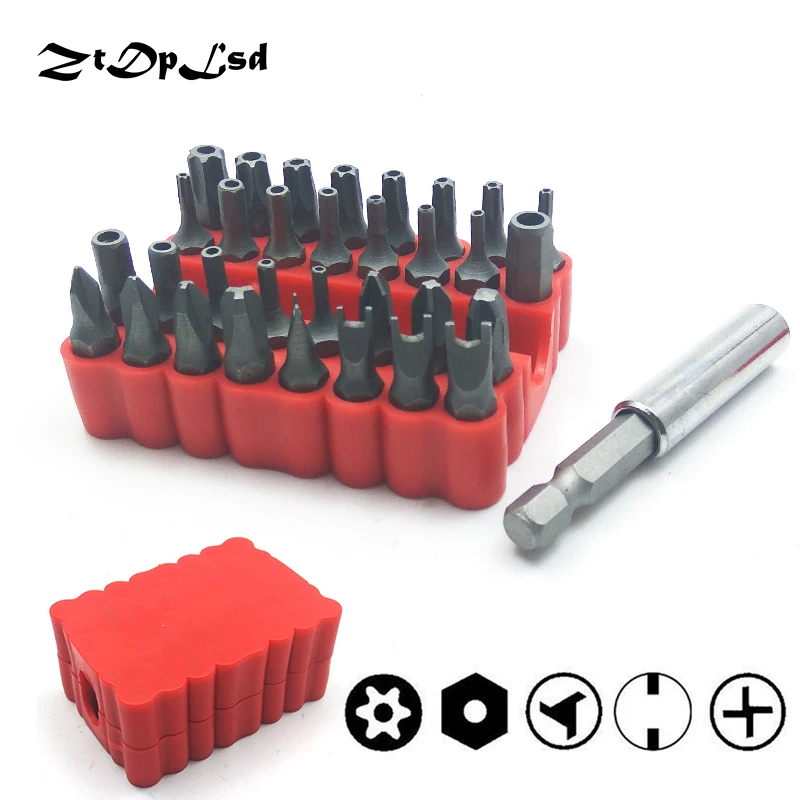 ZtDpLsd 33 шт безопасности Электрический Набор бит 60 мм Torq Torx шестигранные звезда