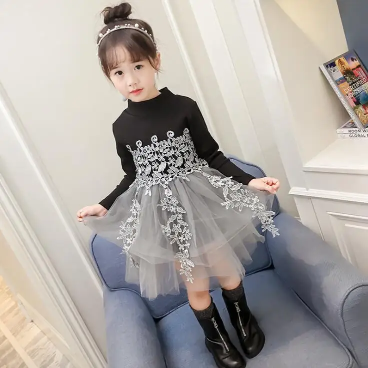Girls Dress 2019 Spring New Children's Wear Korean Female Baby Knit Sweater Princess Petal Mesh | Детская одежда и обувь