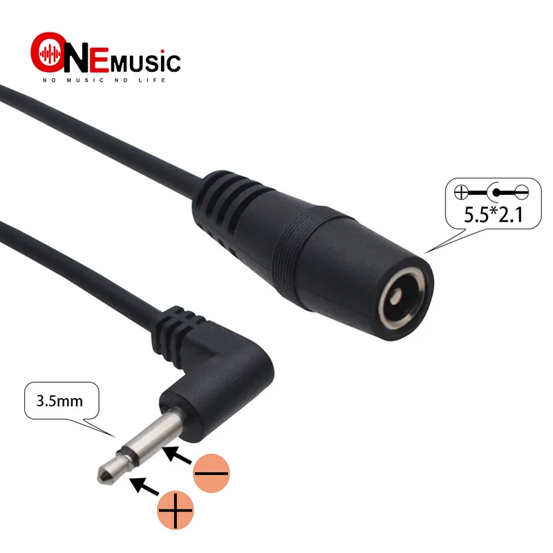

1 Pcs Effect Pedal Adapter Plug Coverter Cable 5.5*2.1mm to Positive Tip 3.5mm (1/8") Black